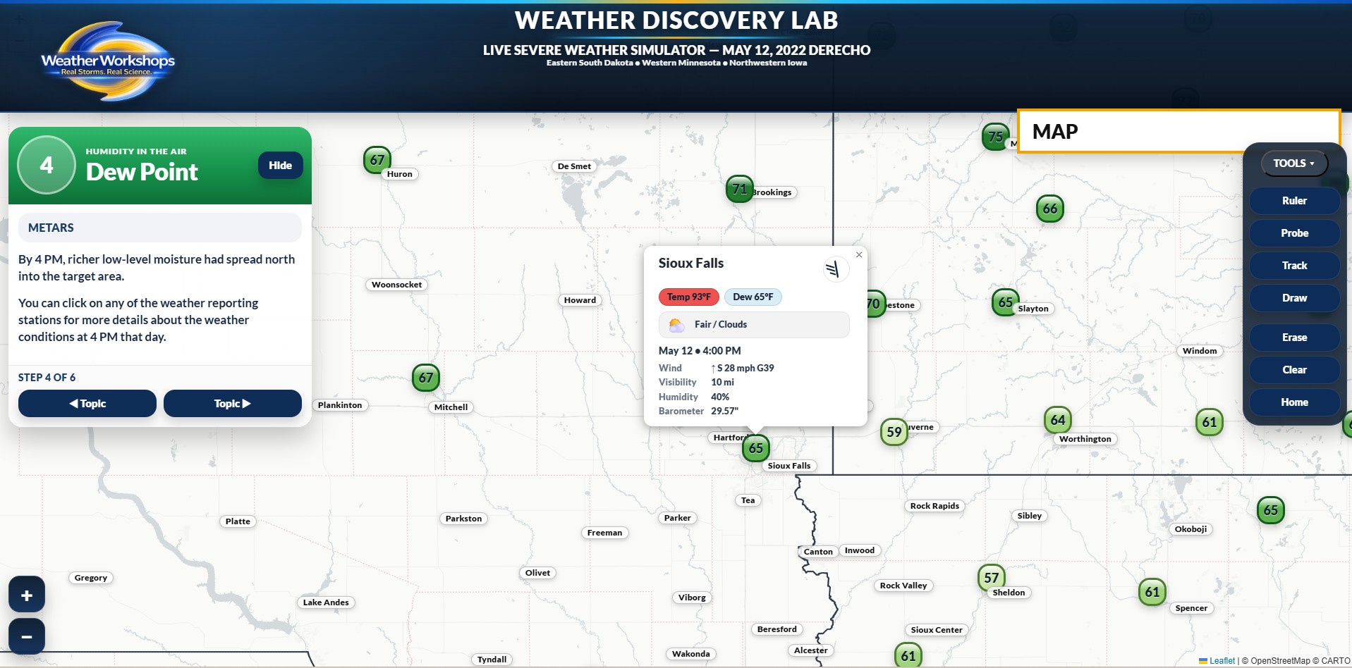 Dewpoints increasing ahead of severe storms